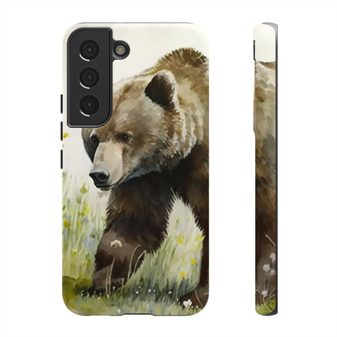 Grizzly Bear in a Field - Impact Resistant Phone Case Samsung Galaxy S22 Glossy
